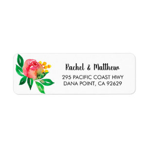 Pink and Yellow Floral Watercolor Return Address