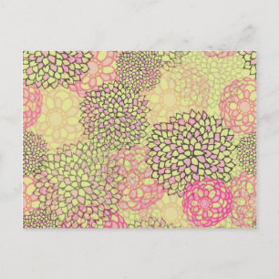 Pink and Yellow Flower Burst Design Postcard