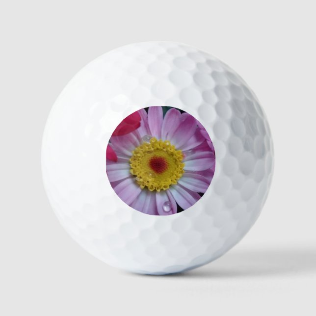 Pink and yellow flower golf balls (Front)
