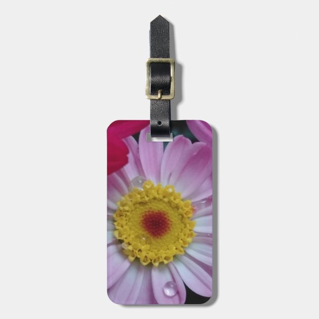 Pink and yellow flower luggage tag (Front Vertical)