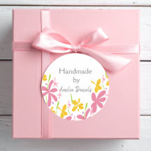 Pink and Yellow flower Monogram Handmade by