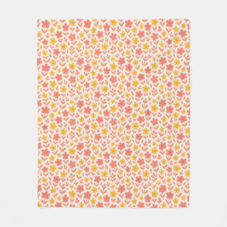 Pink and yellow flower pattern fleece blanket