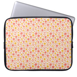 Pink and yellow flower pattern laptop sleeve
