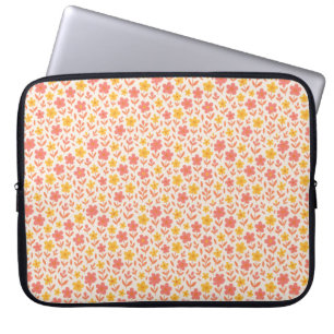 Pink and yellow flower pattern laptop sleeve