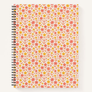 Pink and yellow flower pattern notebook