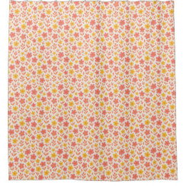 Pink and yellow flower pattern shower curtain