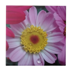 Pink and yellow flower tile