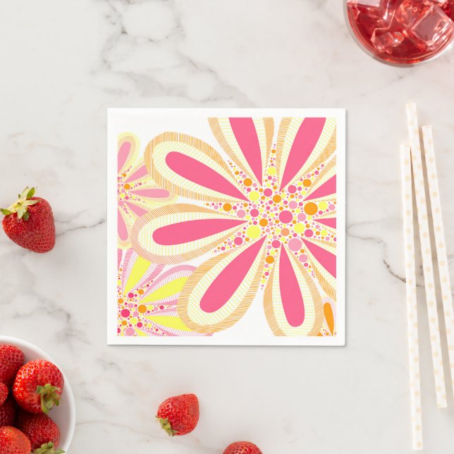 Pink and Yellow Flowers Napkin (Insitu)