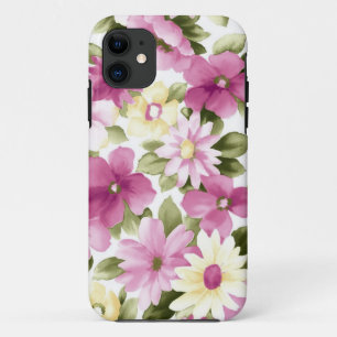 Pink And Yellow Flowers Pattern iPhone 11 Case