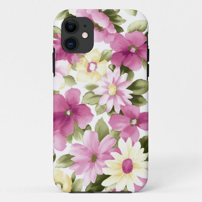 Pink And Yellow Flowers Pattern Case-Mate iPhone Case (Back)