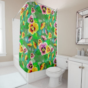 Pink And Yellow Flowers Shower Curtain