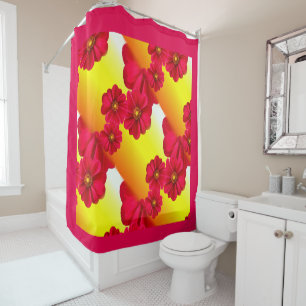 Pink and Yellow Flowers Shower Curtain