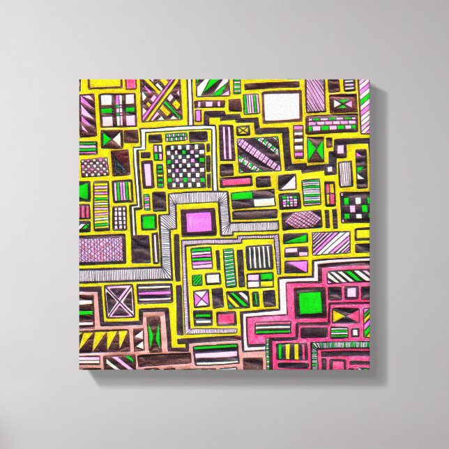 Pink and Yellow Geometric pop art punk Canvas Print (Front)