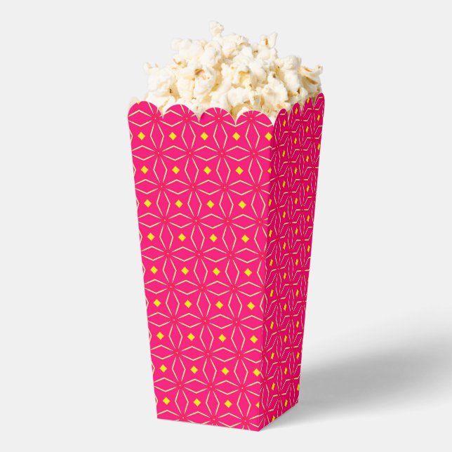 Pink and Yellow Geometric Popcorn Favour Box (Popped)