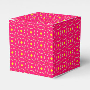 Pink and Yellow Geometric Print Party Favor Box