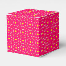 Pink and Yellow Geometric Print Party Favour Box