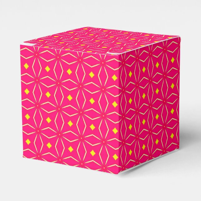 Pink and Yellow Geometric Print Party Favour Box (Front Side)