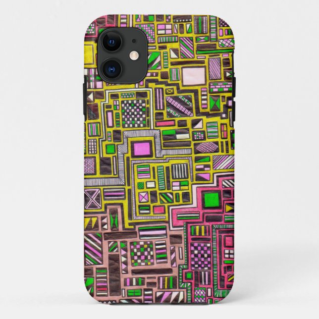 Pink and Yellow Geometric shapes pop art punk Case-Mate iPhone Case (Back)