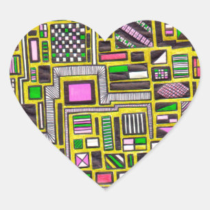 Pink and Yellow Geometric shapes pop art punk Heart Sticker