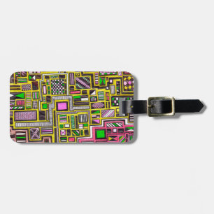 Pink and Yellow Geometric shapes pop art punk Luggage Tag