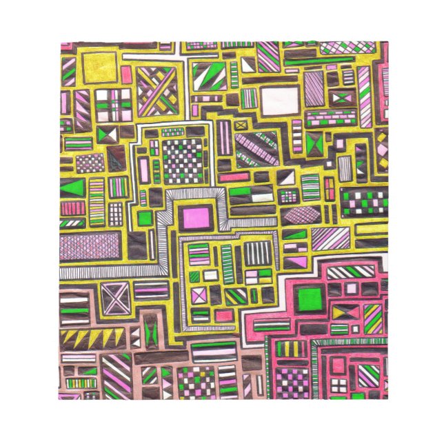 Pink and Yellow Geometric shapes pop art punk Notepad (Front)