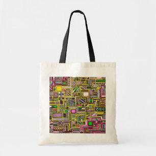 Pink and Yellow Geometric shapes pop art punk Tote Bag