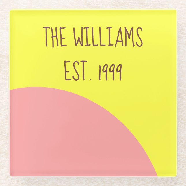 Pink and Yellow Glass Coaster (Front)