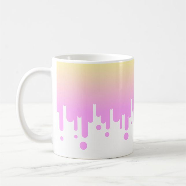 Pink and Yellow Gradient Dripping  Coffee Mug (Left)