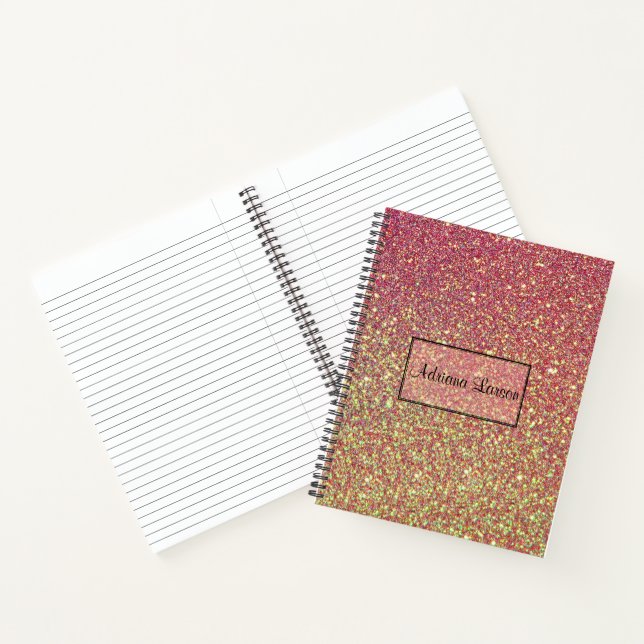 Pink And Yellow Gradient Glitter Notebook (Inside)
