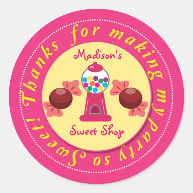 Pink and Yellow Gumball Sweet Shop sticker (Front)