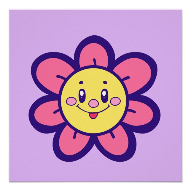 Pink And Yellow Happy Flower Poster (Front)