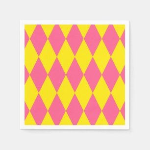 Pink and Yellow Harlequin Checkered Design  Napkin