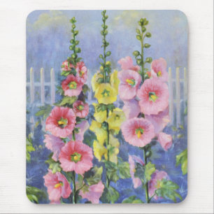 Pink and Yellow Hollyhock by Cargill, 1937 Mouse Mat