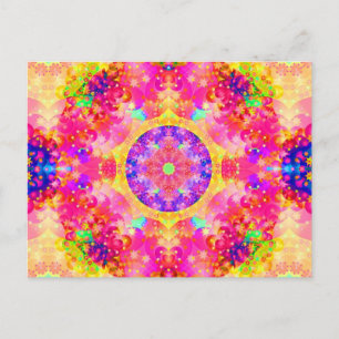 Pink and Yellow Kaleidoscope Fractal Postcard