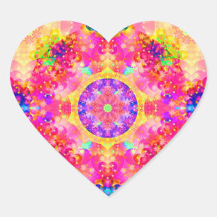 Pink and Yellow Kaleidoscope Fractal Stickers