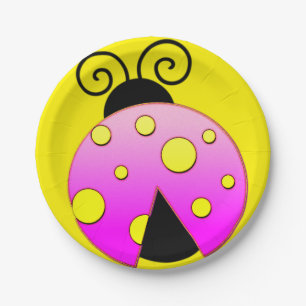 Pink and Yellow Ladybug Paper Plates