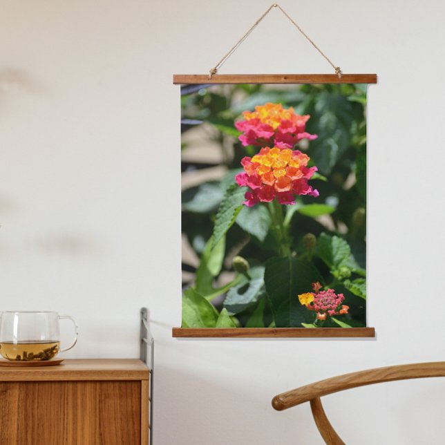 Pink and Yellow Lantana Flowers Photographic Hanging Tapestry (Creator Uploaded)