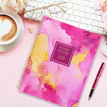 Pink and Yellow Marble Custom Name and Year Planner<br><div class="desc">This colourful planner features a pink and yellow marble abstract design created with ink and alcohol. Click "Personalise this Template" to easily change the featured name and year with your custom text.</div>