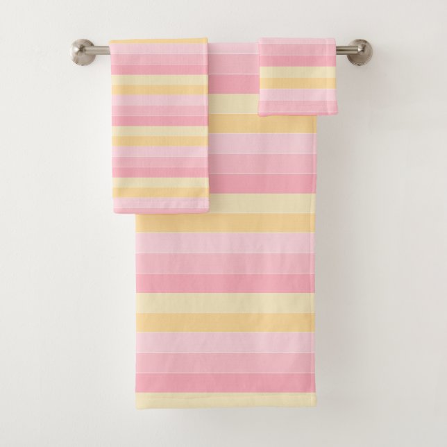 Pink And Yellow Modern Elegant Template Trendy Bath Towel Set (Insitu)