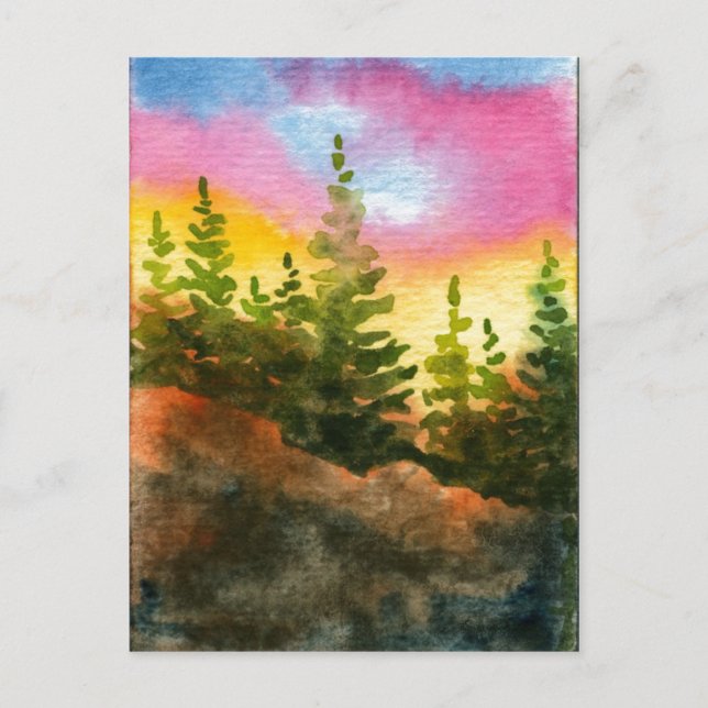 "Pink and Yellow Morning" Country Roads Postcard (Front)
