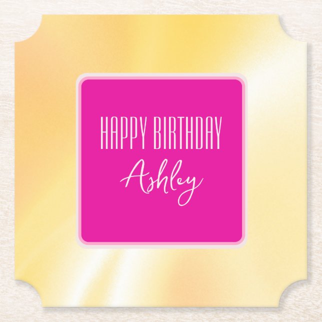 Pink and Yellow Paper Coaster (Front)