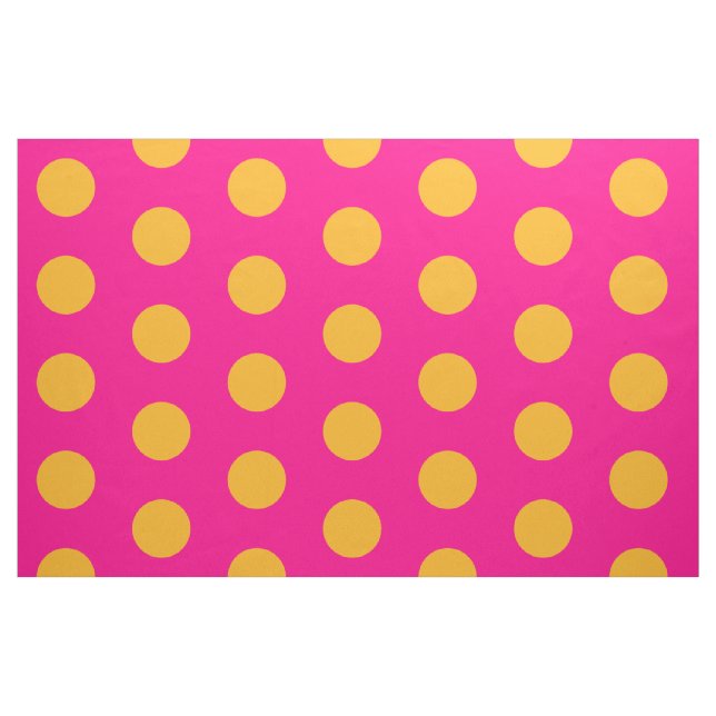 Pink And Yellow Polka Dot Combed Cotton Fabric (Fat Quarter)