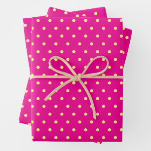 Pink and Yellow Polka Dots Wrapping Paper Sheet