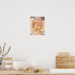 Pink and Yellow Rose and Desiderata Poem Poster