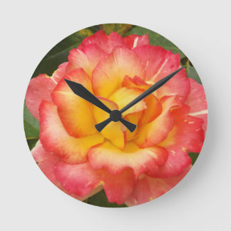 Pink and Yellow Rose Round Clock