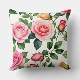 Pink and yellow roses cushion