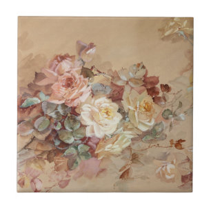 Pink and Yellow Roses – Franz Bischoff Tile