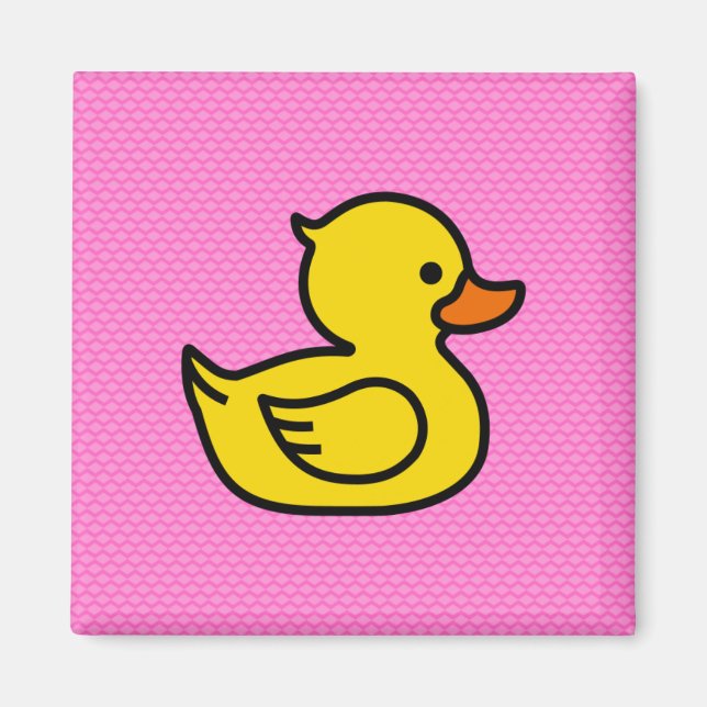 Pink and Yellow Rubber Ducky Magnet (Front)