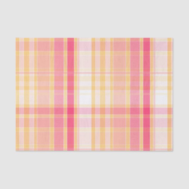 Pink and Yellow Seamless Plaid Tissue Paper (Front)