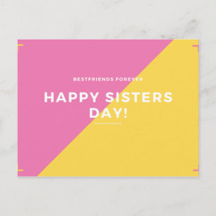 Pink and Yellow Sister Quote Postcard